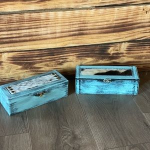Custom little boxes with cowhide accents